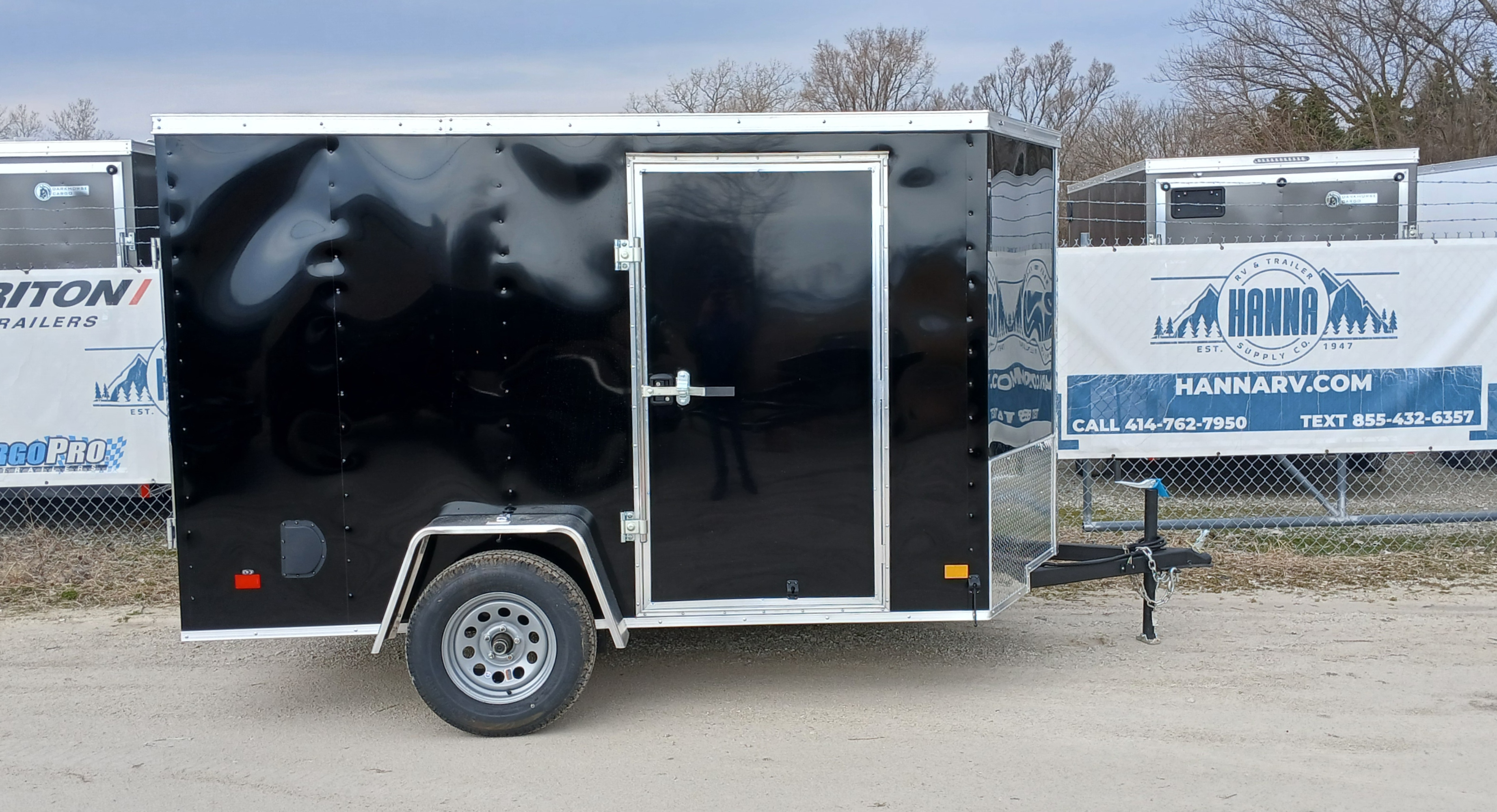 DarkHorse 6X10 Wedge Nose Single Axle Steel Cargo Trailer with Ramp Door - 1500 Series - Black